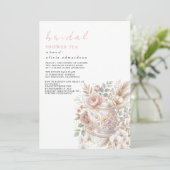 Boho bloemige bruidsbruiloft uitnodiging met theep (Staand voorkant)