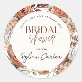 Boho bloemige bruidsdouche bedankt ronde sticker