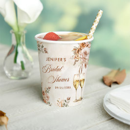 Boho bloemige bruidsdouche papieren bekers