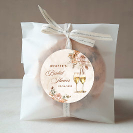 Boho bloemige bruidsdouche ronde sticker