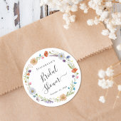 Boho bloemige bruidsdouche ronde sticker