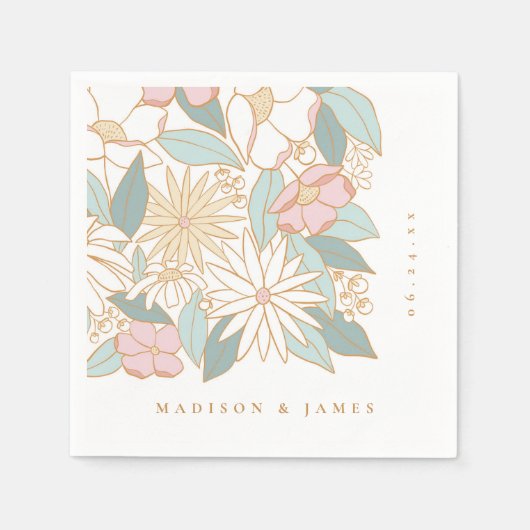 Boho bloemige bruidsdouche  servet (Voorkant)