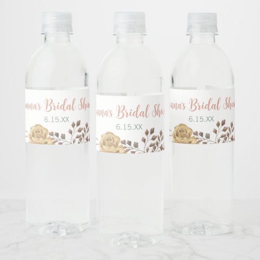 Boho Bloemige Bruidsdouche Waterfles Sticker (Flessen)