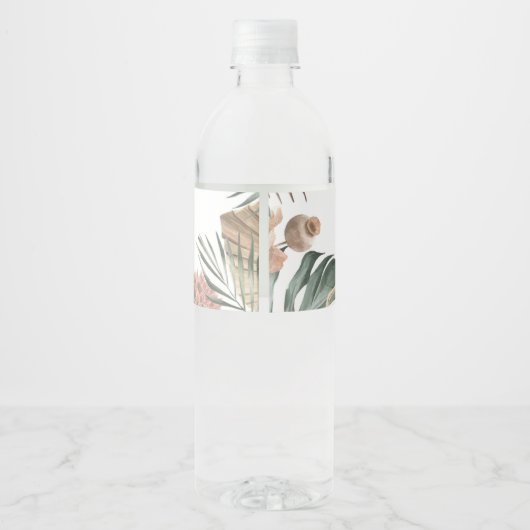 Boho Bloemige Bruidsdouche Waterfles Sticker (Achterkant)