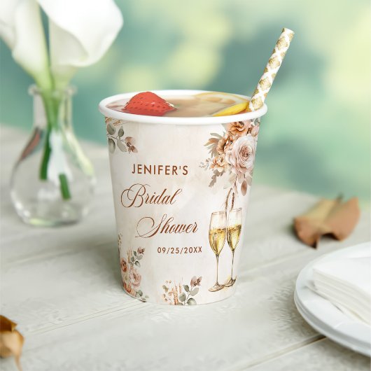 Boho bloemige bruidsfeest papieren bekers