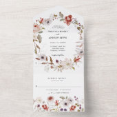 Boho Bloemige Bruiloft All In One Uitnodiging (Binnen)