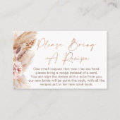 Boho Bloemige Bruiloft Borrel Recept Kaart Verzoek Visitekaartje (Voorkant)
