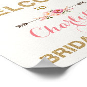 Boho Bloemige Bruiloft Borrel Roze Goud Droomvange Poster (Hoek)