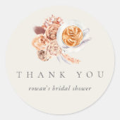 Boho Bloemige Bruiloft Coffee Bedankje Ronde Sticker (Voorkant)