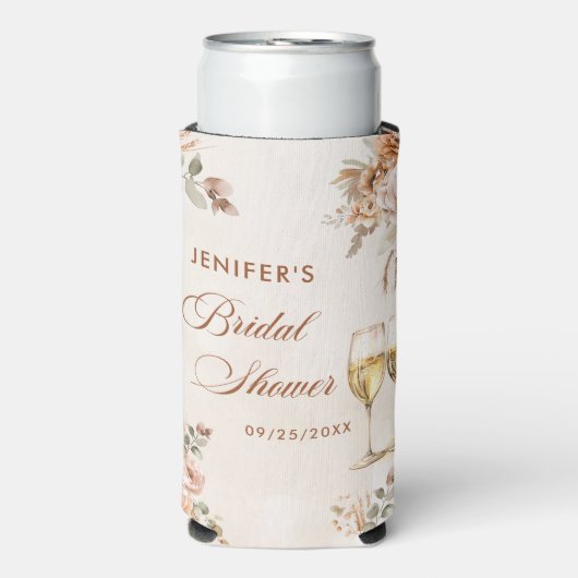 Boho Bloemige Bruiloft Feest Seltzer Blikjeskoeler (Seltzer Voorkant)