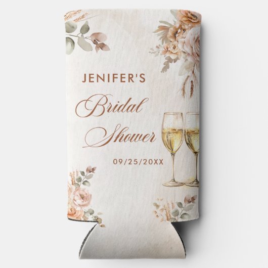 Boho Bloemige Bruiloft Feest Seltzer Blikjeskoeler (Achterkant)