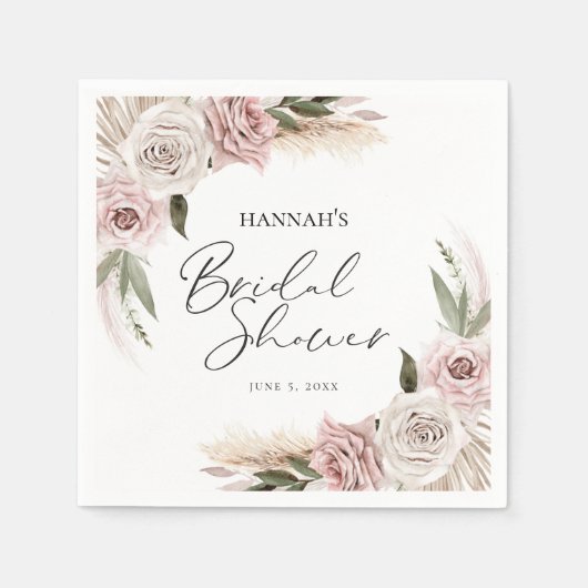 Boho Bloemige Bruiloft Feest Servet (Voorkant)