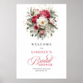 Boho bloemige bruiloft feest welkom bord poster (Voorkant)