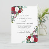 Boho bloemige bruiloft. Rode en witte elegante blo Kaart (Staand voorkant)