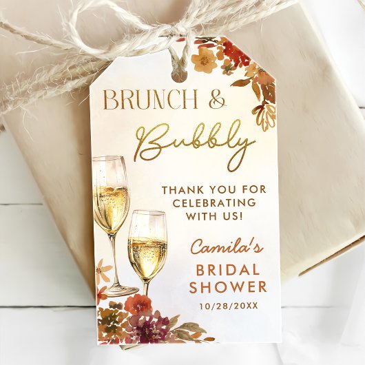 Boho bloemige bruiloftsborrel cadeaulabel