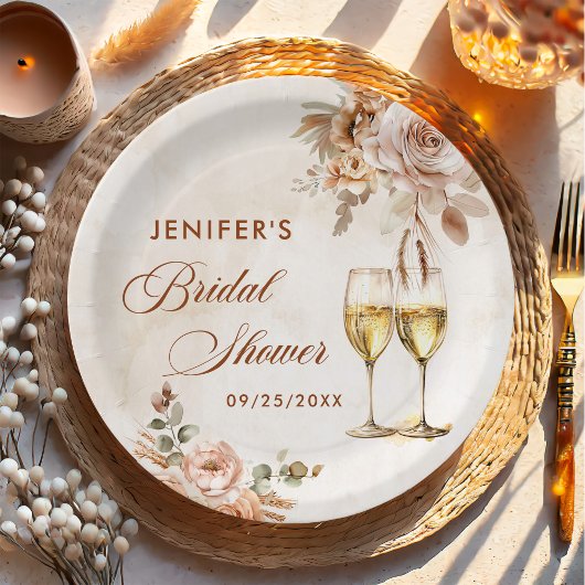 Boho bloemige bruiloftsborrel papieren bordje