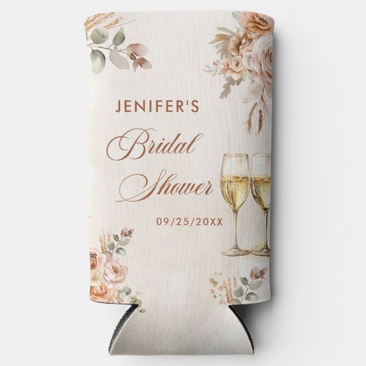 Boho bloemige bruiloftsborrel seltzer blikjeskoeler (Voorkant)
