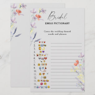 Boho bloemige bruiloftsshower emoji pictionary spe