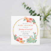 Boho Bloemige Cactus Baby Shower Kaart (Staand voorkant)