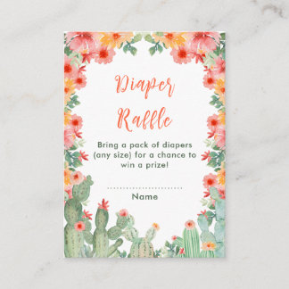 Boho Bloemige Cactus Baby Shower Luier Raffle Informatiekaartje