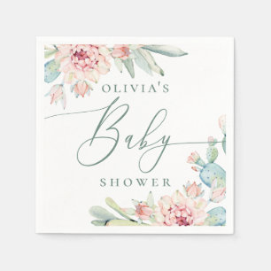 Boho Bloemige Cactus   Woestijn Botanische Baby Sh Servet