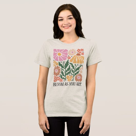 Boho Bloemige Citaten Tri-Blend T-shirt (Voorkant volledig)