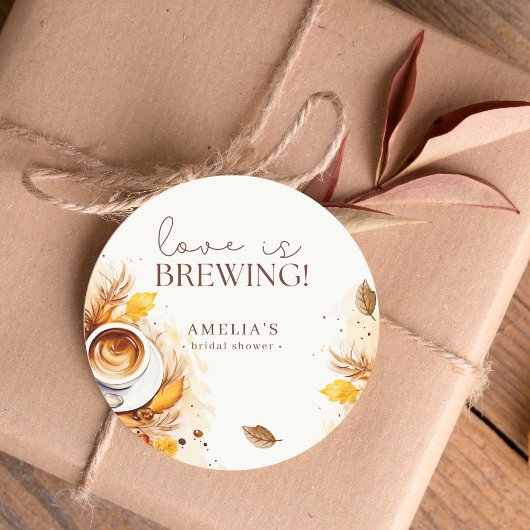 Boho Bloemige Coffee Love is Brewing Bruidsfeest Ronde Sticker