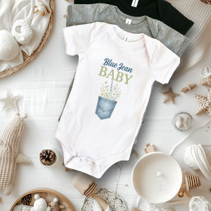 Boho Bloemige Denim Zak Blauwe Jean Baby Shower Romper