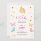 Boho bloemige 'Een Klein Vlindertje' baby shower  Kaart (Voorkant)