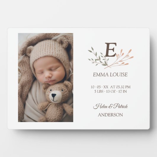 Boho bloemige eerste baby pasgeborene fotoplaat (voorkant)