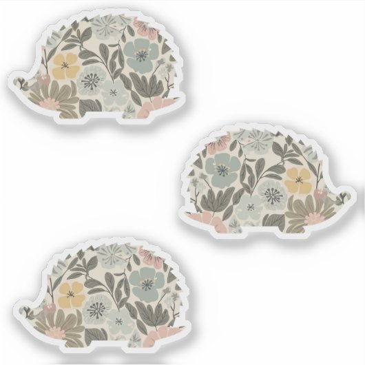 Boho Bloemige Egel Sticker (Voorkant)