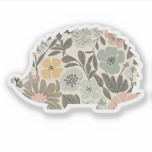 Boho Bloemige Egel Sticker (Voorkant)