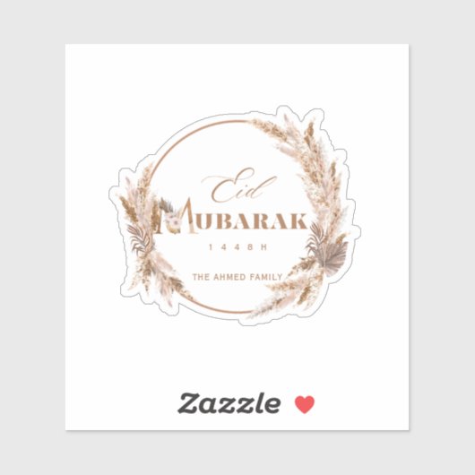 Boho Bloemige Eid Mubarak Sticker (Vel)
