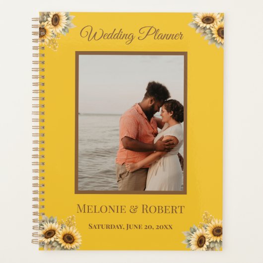 Boho Bloemige Elegante Aangepaste Foto Huwelijk  Planner (Voorkant)