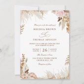 Boho Bloemige Elegante Moderne Budget QR Code Huwe Kaart (Voorkant)