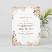 Boho Bloemige Elegante Moderne Budget QR Code Huwe Kaart (Staand voorkant)