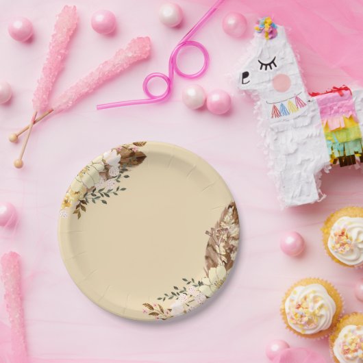 Boho Bloemige Elegante Papieren Bord Elk Gelegenhe (Feest)