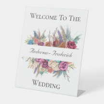 Boho Bloemige Elegante Script Bruiloft Welkom Bord