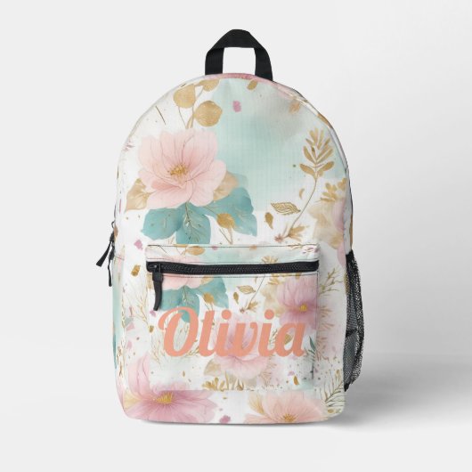 Boho bloemige esthetische rugzak (Voorkant)