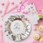 Boho Bloemige Fantasie Waterverf Bruidsdouche Papieren Bordje (Feest)