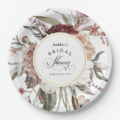 Boho Bloemige Fantasie Waterverf Bruidsdouche Papieren Bordje (Voorkant)