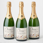 Boho Bloemige Fleslabel voor Mousserende Wijn Sparkling Wijnetiket (Flessen)