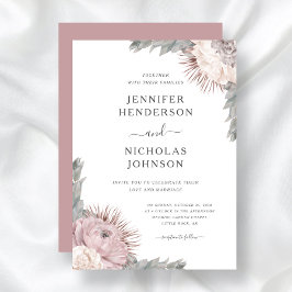 Boho bloemige gedroogde bloemen stoffige roze trou kaart