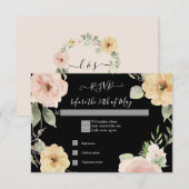 Boho bloemige gele roze roos zwart RSVP-reactie RSVP Kaartje (Voorkant / Achterkant)