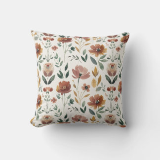 Boho Bloemige Geometrie – Aardse Wilde Bloem Patro Kussen