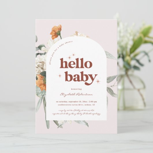 Boho Bloemige Groene Botanische | Baby Shower Kaart (Staand voorkant)