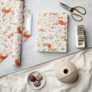 Boho Bloemige Groene Botanische Elementen Cadeaupapier