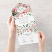 Boho Bloemige Groene Botanische Trouw All In One  Uitnodiging (Afscheurbaar)