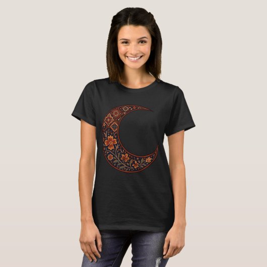 Boho Bloemige Halve Maan T-shirt (Voorkant volledig)