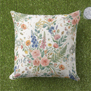 Boho Bloemige Hemelse Maan  & Slangen Botanisch Buitenkussen